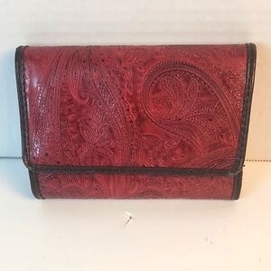 Relic- Dark Red paisley embossed wallet
